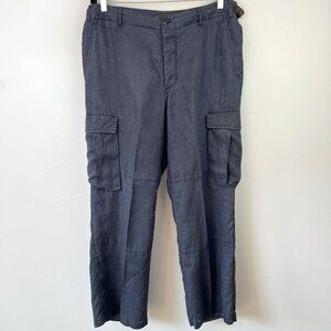Express Mens Navy Linen Cargo Pants Size 36 x 32 Casual Vacation Resortwear